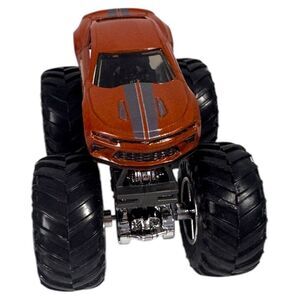 Hot Wheels Burnt‎ Orange Chevy Camaro Monster Truck 1:64 Large Wheels